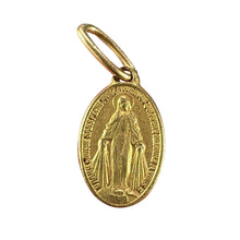 Load image into Gallery viewer, Mini Virgin Mary Miraculous Medal 18K Yellow Gold Charm Pendant