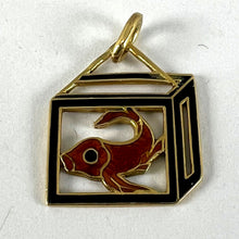 Load image into Gallery viewer, Vintage French Koi Carp Fish in Box 18 Karat Yellow Gold Enamel Charm Pendant