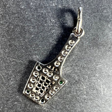 Load image into Gallery viewer, Art Deco Tennis Racket Press Platinum Diamond Emerald Charm Pendant