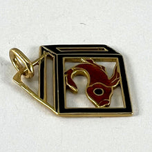 Load image into Gallery viewer, Vintage French Koi Carp Fish in Box 18 Karat Yellow Gold Enamel Charm Pendant