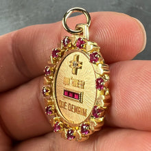 Load image into Gallery viewer, Vintage French Augis Plus Qu’Hier Heart Halo 18K Yellow Gold Love Medal Pendant