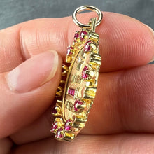 Load image into Gallery viewer, Vintage French Augis Plus Qu’Hier Heart Halo 18K Yellow Gold Love Medal Pendant