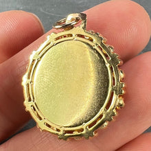 Load image into Gallery viewer, Vintage French Augis Plus Qu’Hier Heart Halo 18K Yellow Gold Love Medal Pendant