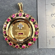 Load image into Gallery viewer, Large Augis Plus Qu’Hier Ruby Halo 18K Yellow Gold Love Medal Pendant