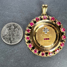 Load image into Gallery viewer, Large Augis Plus Qu’Hier Ruby Halo 18K Yellow Gold Love Medal Pendant