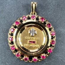 Load image into Gallery viewer, Large Augis Plus Qu’Hier Ruby Halo 18K Yellow Gold Love Medal Pendant