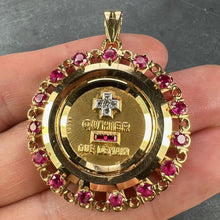 Load image into Gallery viewer, Large Augis Plus Qu’Hier Ruby Halo 18K Yellow Gold Love Medal Pendant