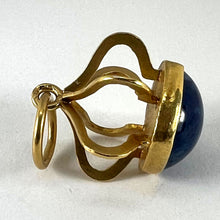 Load image into Gallery viewer, Vintage Abstract Crown 18 Karat Yellow Gold Swiss Lapis Charm Pendant