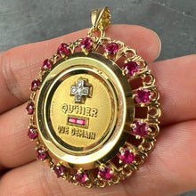 Load image into Gallery viewer, Large Augis Plus Qu’Hier Ruby Halo 18K Yellow Gold Love Medal Pendant