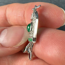 Load image into Gallery viewer, Art Deco Cuckoo Clock Platinum Diamond Emerald Ruby Sapphire Charm Pendant