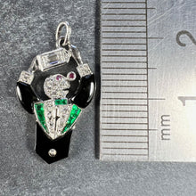 Load image into Gallery viewer, Art Deco Platinum Diamond Onyx Emerald Ruby Cocktail Waiter Charm Pendant