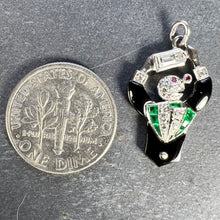 Load image into Gallery viewer, Art Deco Platinum Diamond Onyx Emerald Ruby Cocktail Waiter Charm Pendant