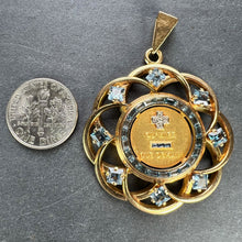 Load image into Gallery viewer, Large Augis More Than Yesterday Diamond Blue Spinel 18K Gold Love Medal Pendant