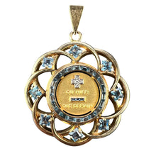 Load image into Gallery viewer, Large Augis More Than Yesterday Diamond Blue Spinel 18K Gold Love Medal Pendant