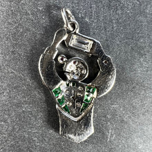 Load image into Gallery viewer, Art Deco Platinum Diamond Onyx Emerald Ruby Cocktail Waiter Charm Pendant
