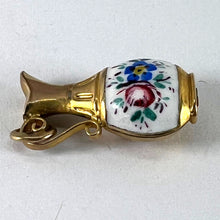 Load image into Gallery viewer, Vintage 9K Yellow Gold Enamel Flowers Jug Charm Pendant