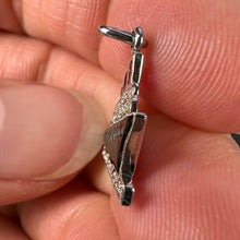 Load image into Gallery viewer, Art Deco Ocean Liner Steam Ship Boat Platinum Diamond Ruby Onyx Charm Pendant