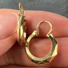 Load image into Gallery viewer, Vintage French 18 Karat Yellow Gold Lever Back Faceted Hoop Earrings