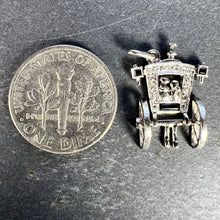 Load image into Gallery viewer, Art Deco Platinum Diamond Onyx Just Married Carriage Charm Pendant