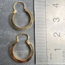Load image into Gallery viewer, Vintage French 18 Karat Yellow Gold Lever Back Ridged Hoop Earrings