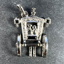 Load image into Gallery viewer, Art Deco Platinum Diamond Onyx Just Married Carriage Charm Pendant