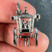 Load image into Gallery viewer, Art Deco Platinum Diamond Onyx Just Married Carriage Charm Pendant