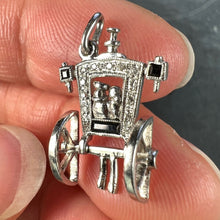 Load image into Gallery viewer, Art Deco Platinum Diamond Onyx Just Married Carriage Charm Pendant