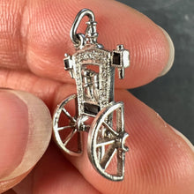 Load image into Gallery viewer, Art Deco Platinum Diamond Onyx Just Married Carriage Charm Pendant