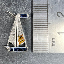 Load image into Gallery viewer, Art Deco Yacht Sailboat Platinum Diamond Sapphire Citrine Charm Pendant
