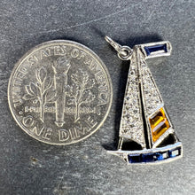 Load image into Gallery viewer, Art Deco Yacht Sailboat Platinum Diamond Sapphire Citrine Charm Pendant