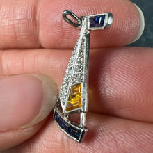 Load image into Gallery viewer, Art Deco Yacht Sailboat Platinum Diamond Sapphire Citrine Charm Pendant