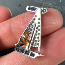 Load image into Gallery viewer, Art Deco Yacht Sailboat Platinum Diamond Sapphire Citrine Charm Pendant
