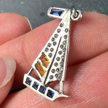 Load image into Gallery viewer, Art Deco Yacht Sailboat Platinum Diamond Sapphire Citrine Charm Pendant