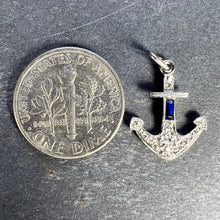 Load image into Gallery viewer, Art Deco Platinum Diamond Sapphire Anchor Charm Pendant