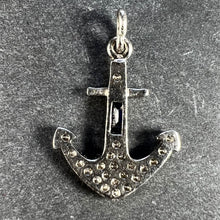 Load image into Gallery viewer, Art Deco Platinum Diamond Sapphire Anchor Charm Pendant