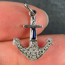 Load image into Gallery viewer, Art Deco Platinum Diamond Sapphire Anchor Charm Pendant