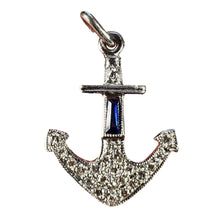 Load image into Gallery viewer, Art Deco Platinum Diamond Sapphire Anchor Charm Pendant