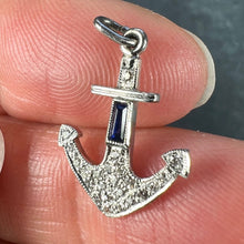 Load image into Gallery viewer, Art Deco Platinum Diamond Sapphire Anchor Charm Pendant