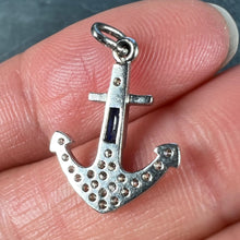 Load image into Gallery viewer, Art Deco Platinum Diamond Sapphire Anchor Charm Pendant