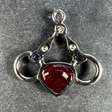 Load image into Gallery viewer, Art Deco Love Heart Snaffle Bit Platinum Diamond Sapphire Ruby Charm Pendant