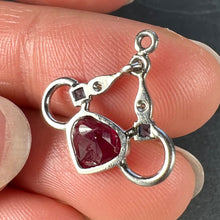 Load image into Gallery viewer, Art Deco Love Heart Snaffle Bit Platinum Diamond Sapphire Ruby Charm Pendant