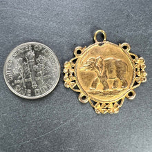 Load image into Gallery viewer, French Good Luck Elephant Four Leaf Clover 18K Yellow Gold Lucky Charm Pendant