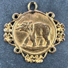 Load image into Gallery viewer, French Good Luck Elephant Four Leaf Clover 18K Yellow Gold Lucky Charm Pendant