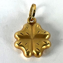 Load image into Gallery viewer, Vintage Puffy Shamrock Lucky Four-Leaved Clover 18K Yellow Gold Charm Pendant