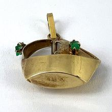 Load image into Gallery viewer, Vintage 18K Yellow Gold Sailing Yacht Boat Emerald Charm Pendant