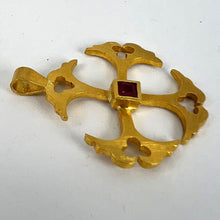 Load image into Gallery viewer, Vintage 24K Yellow Gold Ruby Cross Pendant