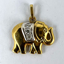 Load image into Gallery viewer, French Lucky Elephant Diamond 18K Yellow Gold Charm Pendant