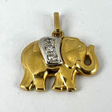 Load image into Gallery viewer, French Lucky Elephant Diamond 18K Yellow Gold Charm Pendant