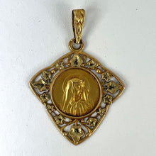 Load image into Gallery viewer, French Virgin Mary Ivy Leaf 18K Yellow Gold Medal Charm Pendant