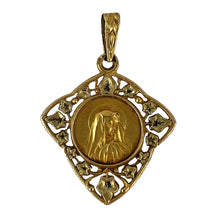 Load image into Gallery viewer, French Virgin Mary Ivy Leaf 18K Yellow Gold Medal Charm Pendant